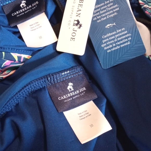 CARIBBEAN JOE CORAL REEF BLOUSON TOP & BLUE HIGH WAIST TANKINI SET SIZE 10 NWT - Picture 10 of 10